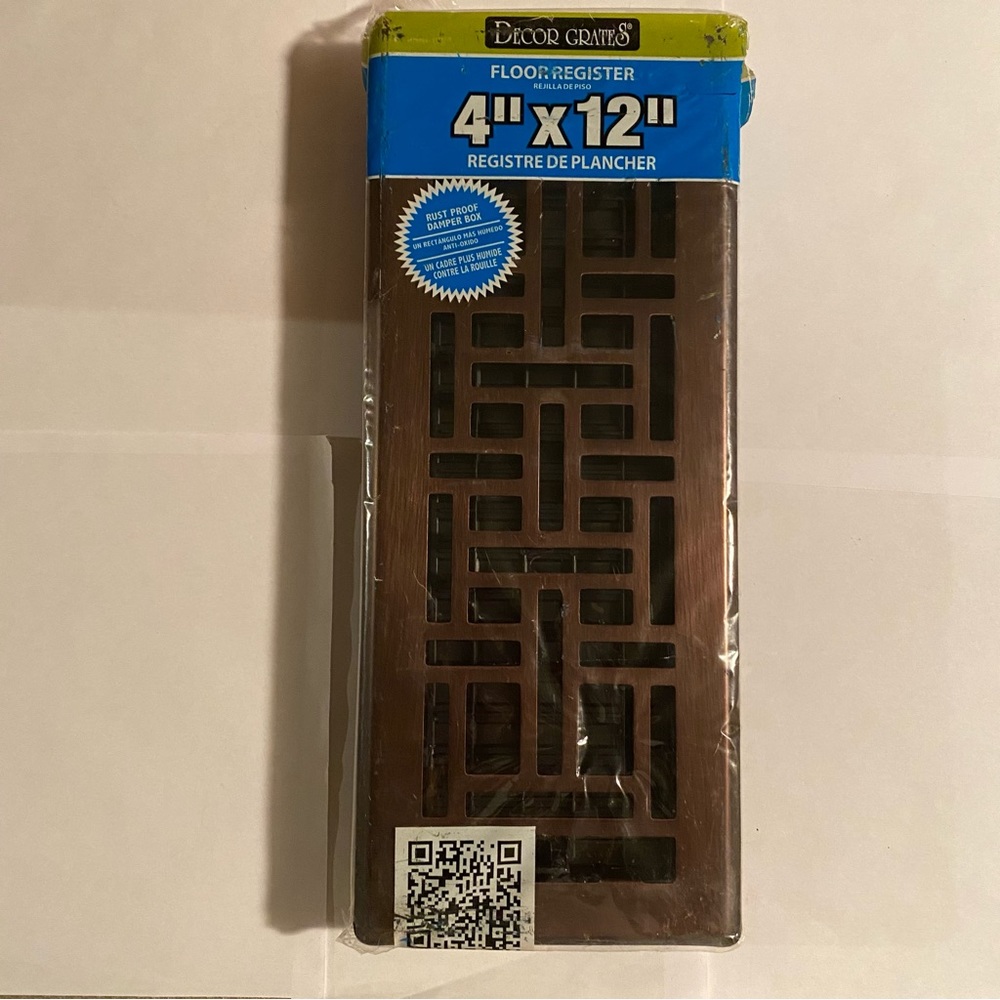 Decor Grates AJH412-RB Oriental Floor Register 4” x 12” Rubbed Bronze